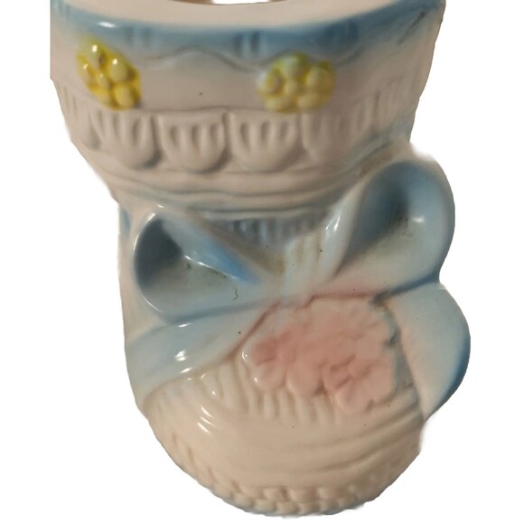 Vintage Relpo Baby Bootie Planter Vase Trinket Decor Porcelain White Multi T820 - Picture 11 of 12